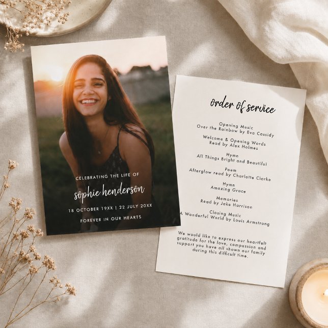 Programa de Funeral | Orden de Servicio Memorial (Elegant memorial stationery design for a celebration of life or remembrance ceremony.)
