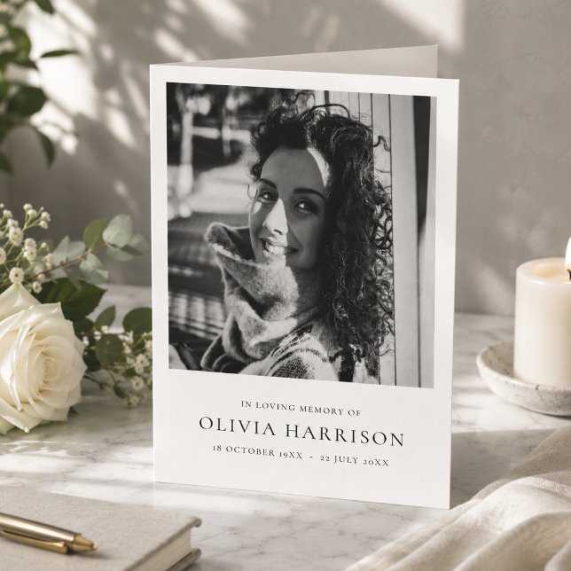 Programa de Funeral | Orden de Servicio Memorial P (Personalized folded funeral program with photo for memorial and celebration of life services.)