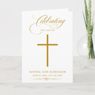 Programa de Funeral Simple Cruz Elegante Escritura