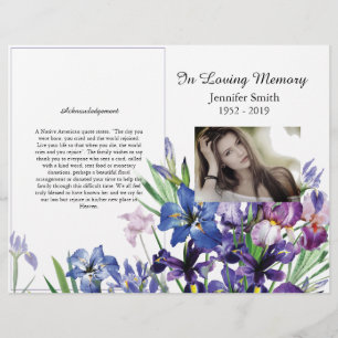 Programa de funerales Bi-Fold Purple Irises