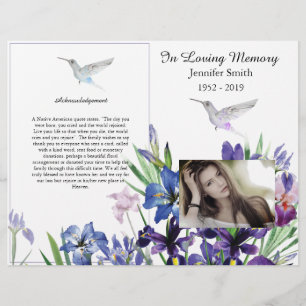 Programa de funerales Bi-Fold Purple Irises Hummin
