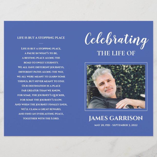Programa de funerales Blue Celebration of Life (Anverso)