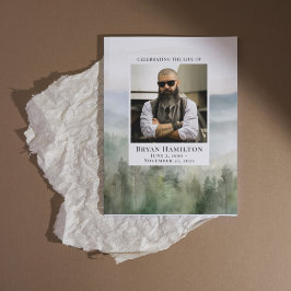 Programa de funerales de acuarela de la Naturaleza