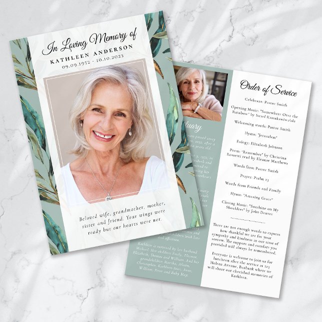 Programa de funerales de fotografía de diseño eleg (Subido por el creador)