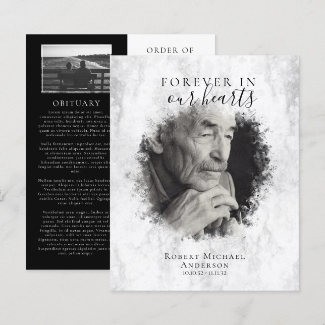 Programa de funerales de fotografía de mármol BUCO (Anverso / Reverso)