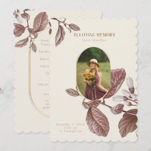 Programa de funerales de fotografía floral vintage