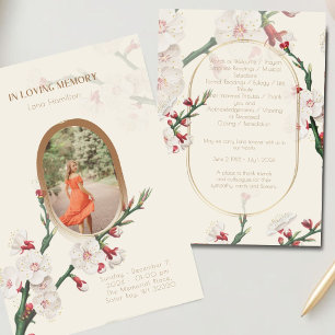 Programa de funerales de fotografía floral vintage