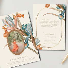 Programa de funerales de fotografía floral vintage