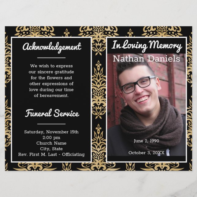 Programa de funerales de fotos de damasquetes negr (Anverso)