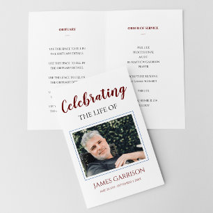 Programa de funerales de la celebración roja oscur