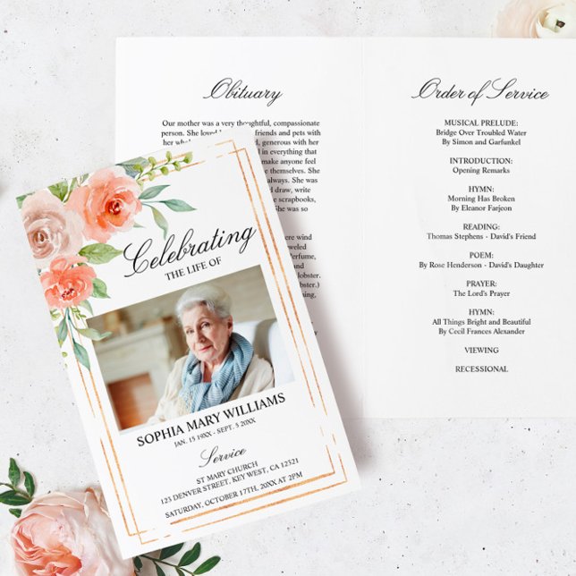 Programa de funerales de Rosa y oro | Orden de ser (Subido por el creador)