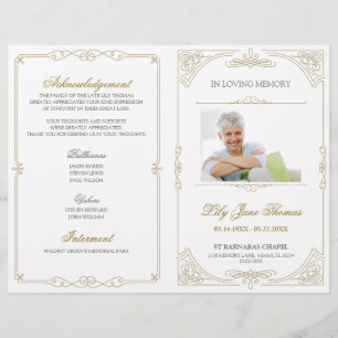 Programa de funerales Elegante Gold Swirl   Editar