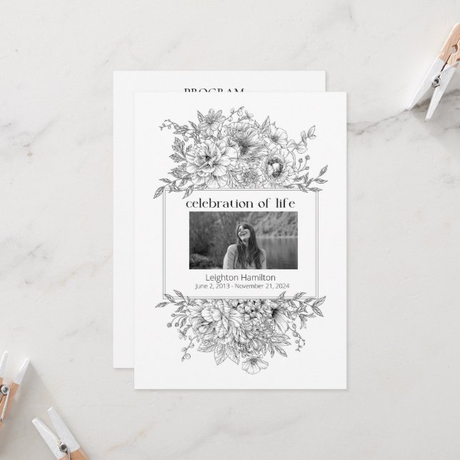 Programa de funerales fotográficos de Black Line F (Anverso/Reverso In Situ)