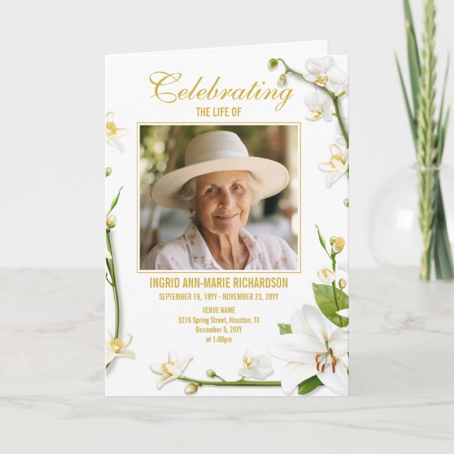 Programa de funerales fotográficos de Lily de Orqu (Anverso)