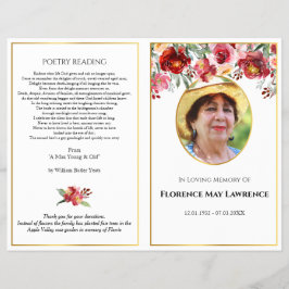 Programa de funerales fotográficos, guirnaldas roj