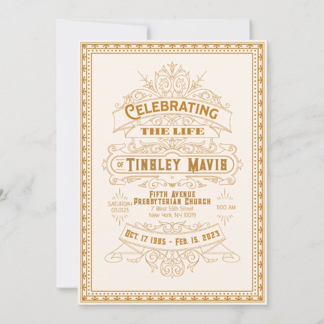 Programa de funerales fotográficos retro vintage (Anverso)