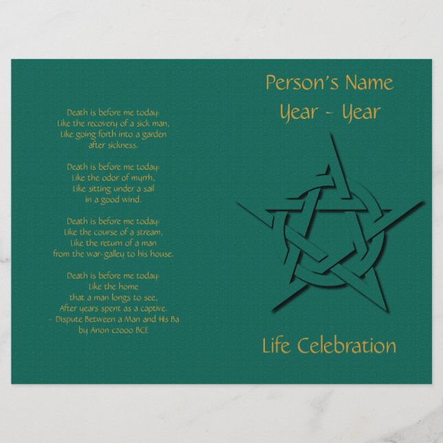 Programa de funerales Green Pentacle Wiccan (Anverso)
