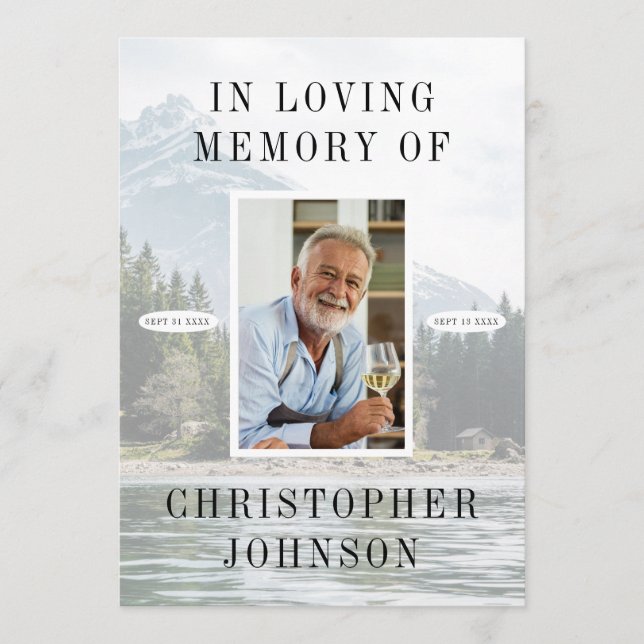 Programa de funerales Lake Mountain Photo de 2 pág (Anverso)