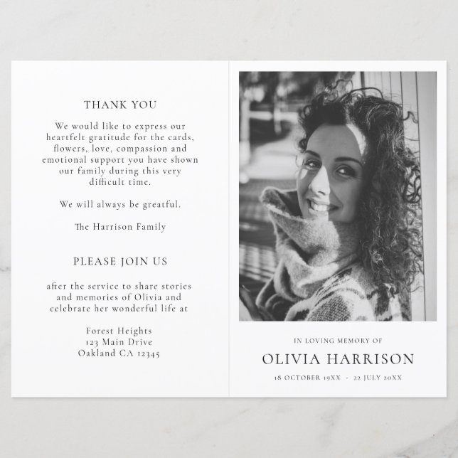 Programa de Funerales Mínimo de Orden de Servicio  (Anverso)