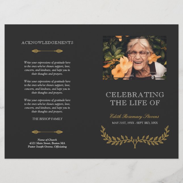 Programa de funerales para la celebración de la co (Anverso)