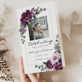 Programa de funerales plegados de ciruelas de la v