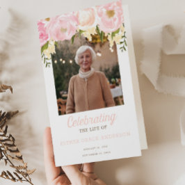 Programa de funerales plegados rosados para la cel