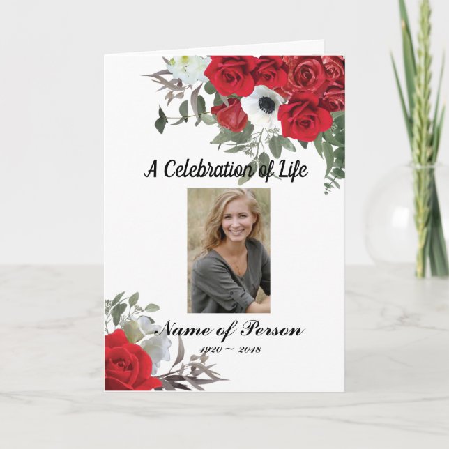 Programa de funerales Red Roses (Anverso)