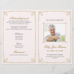 Programa de funerales Vintage Gold Swirl   Editar 