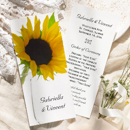 Programa de girasol amarillo en la boda blanca