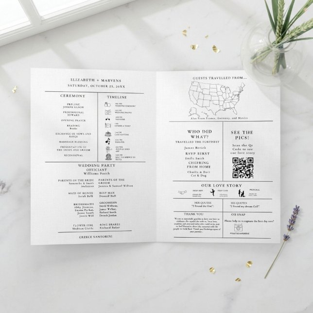 Programa de infografía plegada para boda moderna (Subido por el creador)