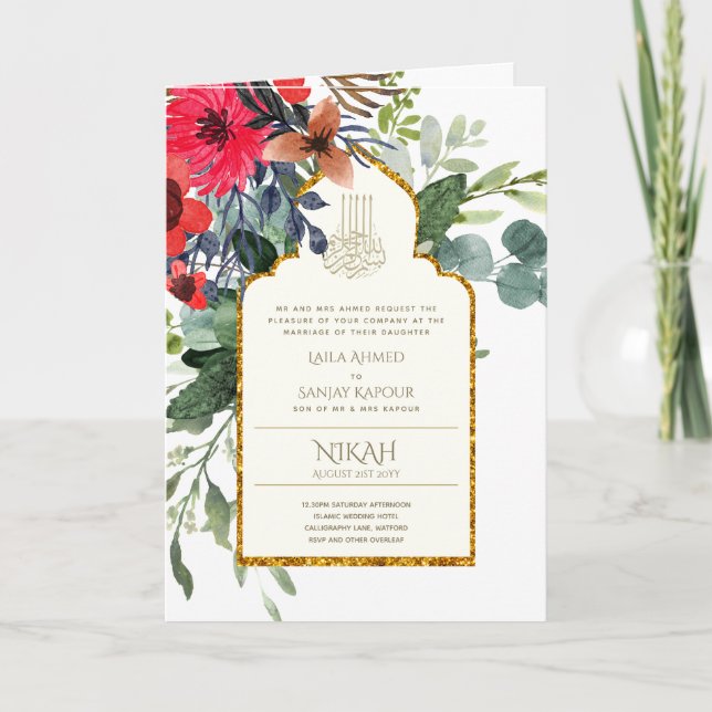 Programa de invitación a la boda de Nikah Walimah  (Anverso)