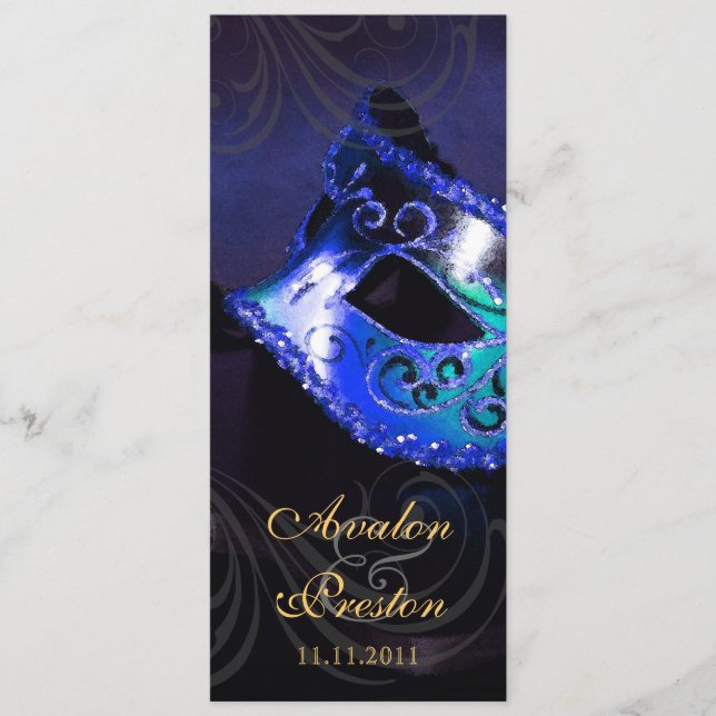 Programa de Invitación de Boda Blue Masquerade (Anverso)