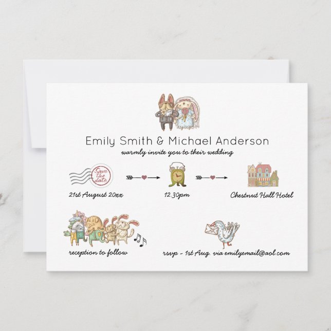 Programa de Invitación de Cronograma de Boda Icono (Anverso)