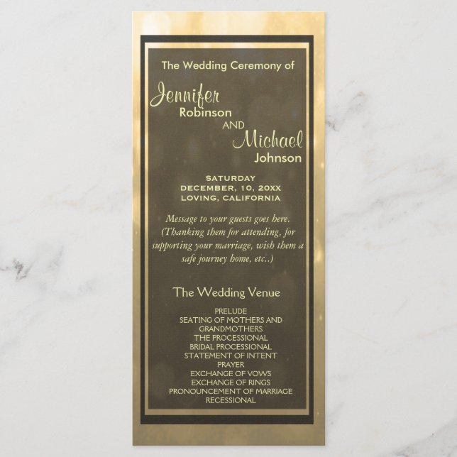 Programa de invitados Gold Bokeh Lights (Anverso)