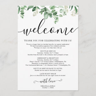 Programa de Itinerario de Boda de Eucalipto Elegan
