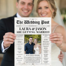 Programa de itinerario de boda de periódico con ca
