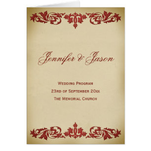 Programa de la boda de la voluta de la hoja del