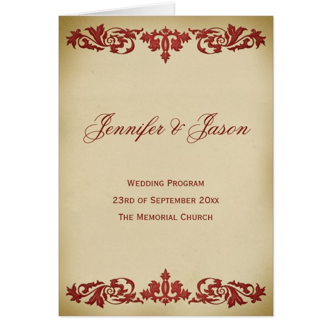 Programa de la boda de la voluta de la hoja del (Frente)