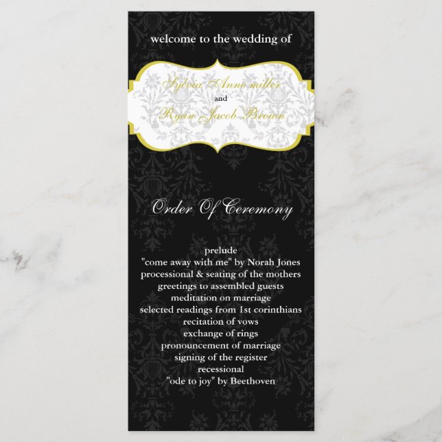 programa de la boda negra amarilla (Anverso)