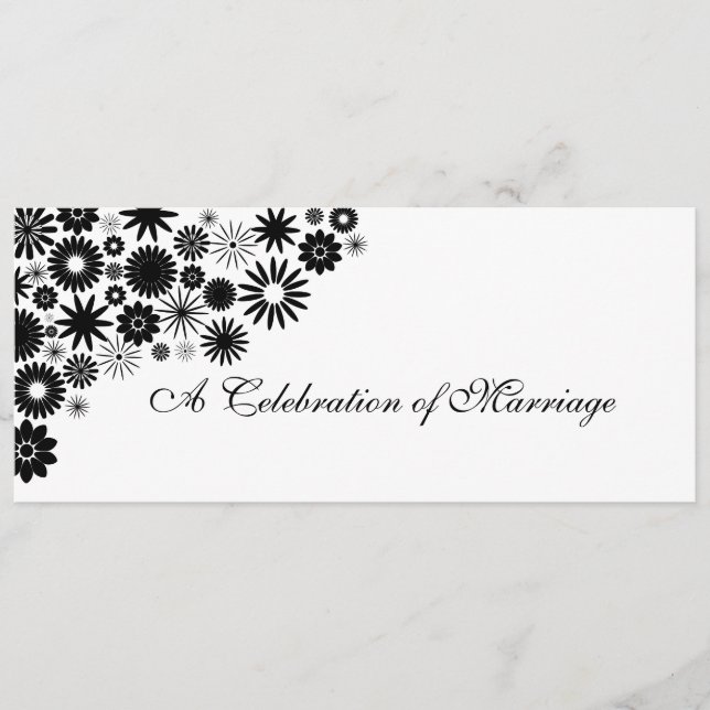 Programa de la Boda Negra de bonitos Florales (Anverso)