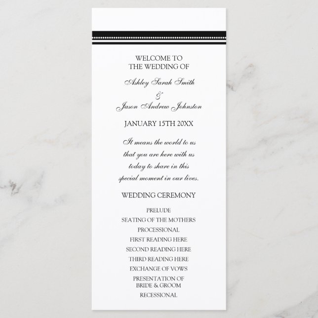 Programa de la Boda Negra y Blanca (Anverso)