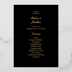 Programa de la ceremonia de la boda elegante de ne