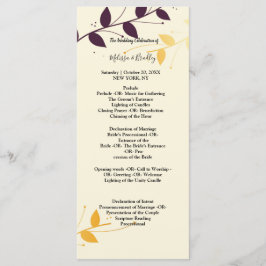 Programa de la ceremonia de las elegantes hojas do