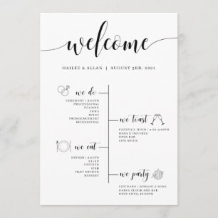 Programa de línea de tiempo del Boda de bienvenida