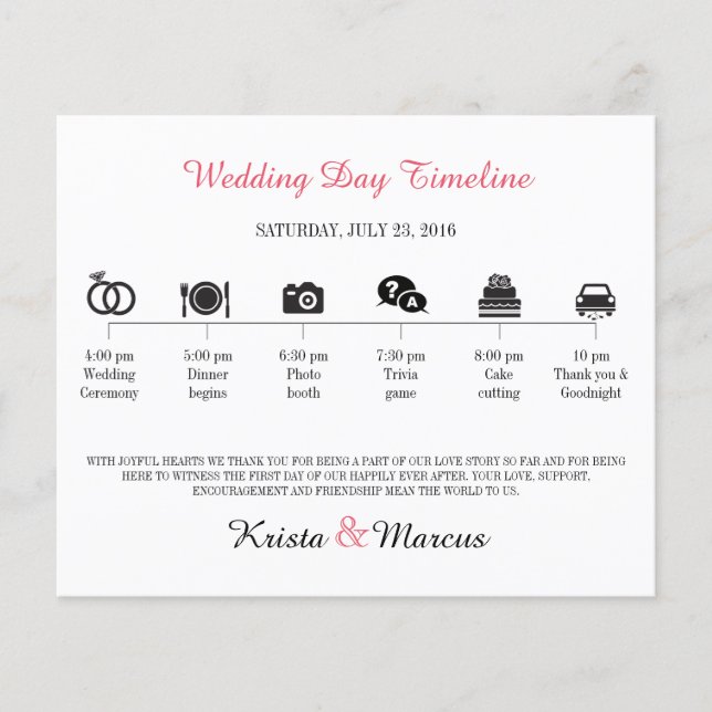 Programa de línea de tiempo del Boda de iconos (Anverso)