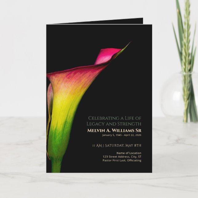 Programa de Lirio de Calla Rojo Amarillo Verde Mem (Anverso)