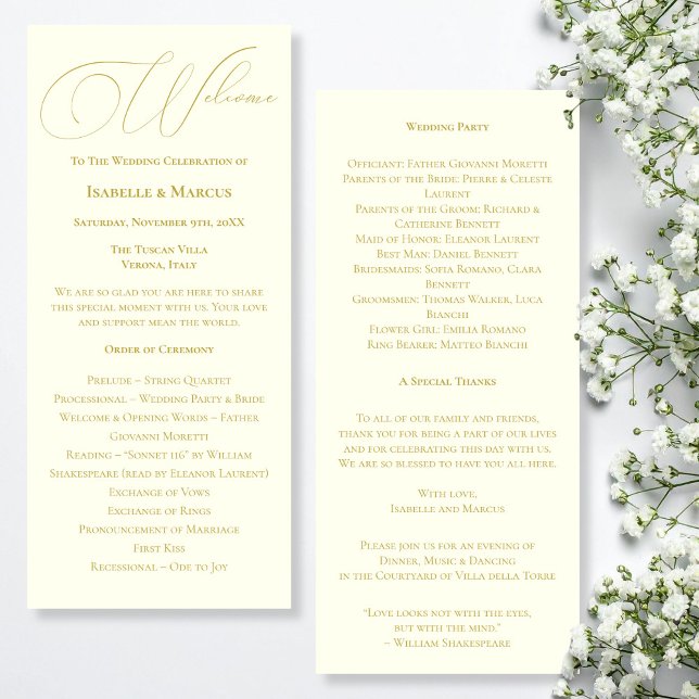 Programa de marfil y bodas de oro (Ivory & Gold Wedding Program)