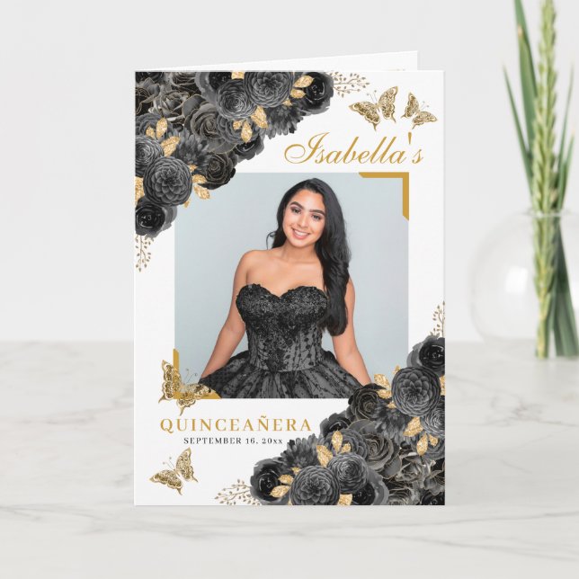 Programa de mariposas Quinceanera Tiara para negro (Anverso)