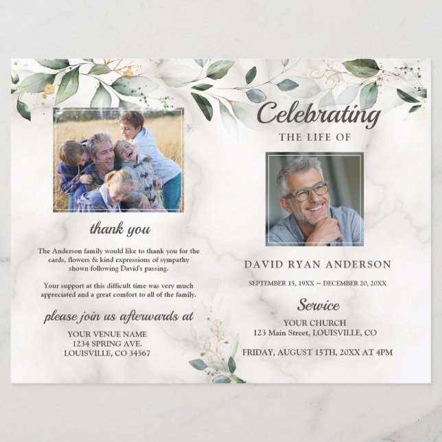 Programa de Mármol de la Orden Funeral de Servicio (Anverso)