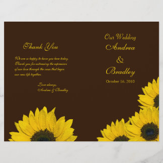 Programa de matrimonio amarillo marrón girasol